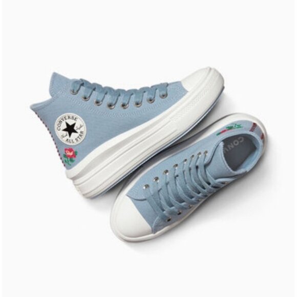 Converse Womens Chuck Taylor All Star Move Hi Platform Rose Cross Stitch A12571C - Picture 14 of 15